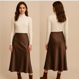 Rails Jada Satin Slip Skirt — Size Small — Peat Moss